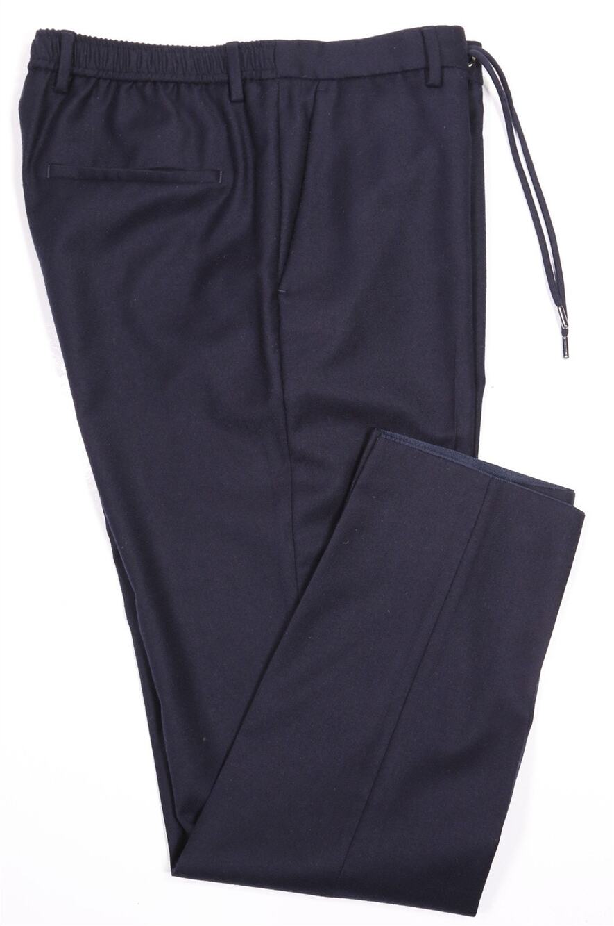 Hugo Boss Navy Blue Wool Fleece Drawstring Waist Dress Pants 34x30